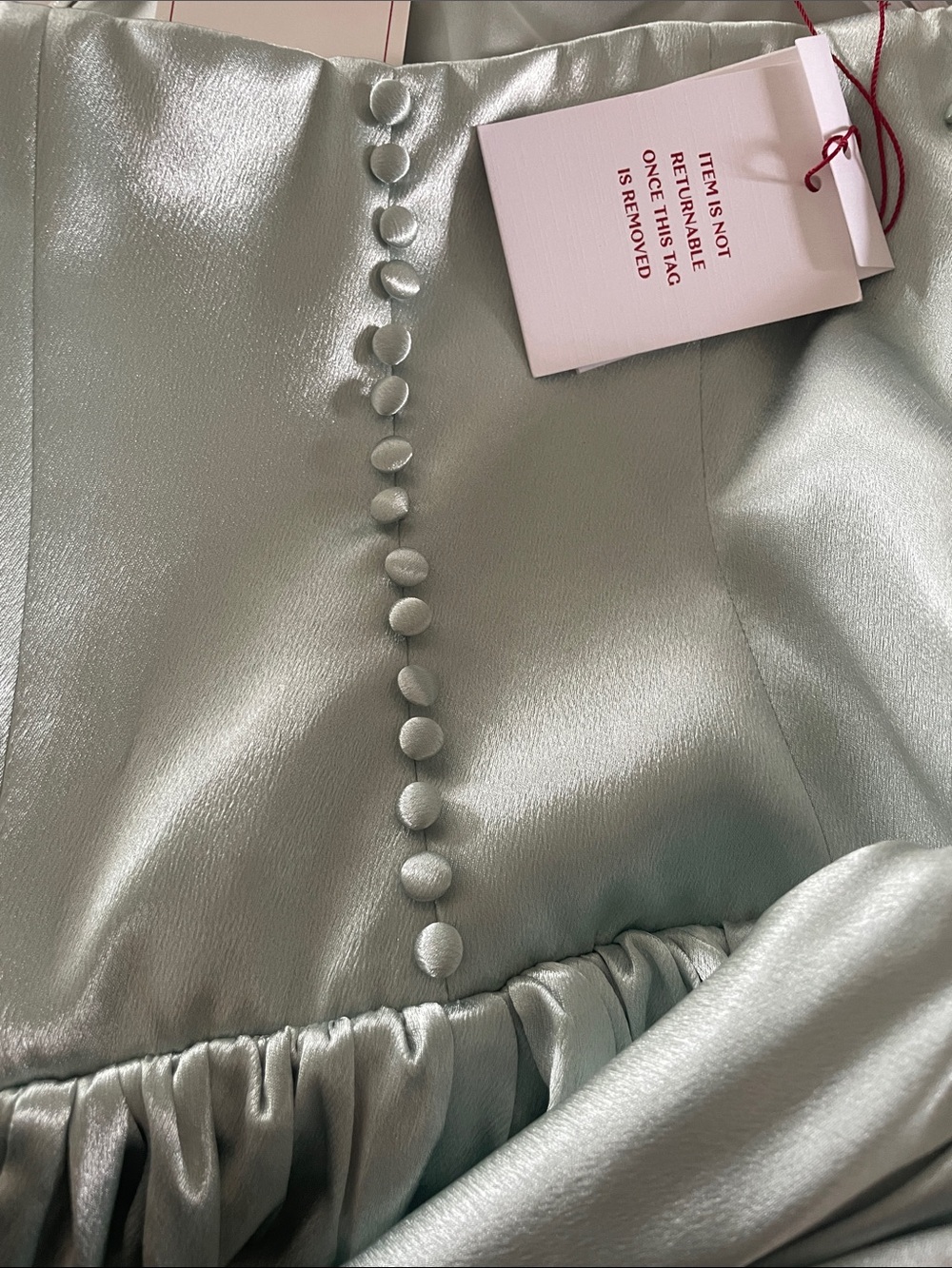 Mint Satin Floor-Length Evening Dress with Bow Neckline - Picture 10 of 13